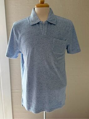 The Normal Brand Men’s Terrycloth V-Neck Polo Light Blue Speck Size Large NWOT